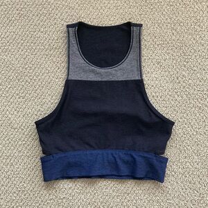 NEW Outdoor Voices Tri-Tone Slashback Crop Top Sports Bra Colorblock Small NWOT